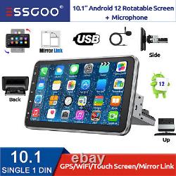 10.1 Rotatable Double 1DIN Android 12 Car Stereo Radio Touch Screen GPS NAVI BT
