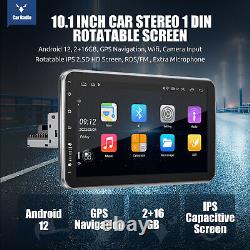 10.1 Rotatable Double 1DIN Android 12 Car Stereo Radio Touch Screen GPS NAVI BT