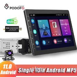 10.1'' Single 1 Din DAB+ Car Stereo Radio Android 11 Removable GPS Bluetooth Cam