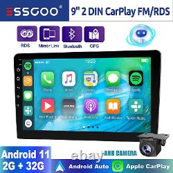 2DIN Car Stereo Android 11 Apple Carplay Bluetooth USB Radio GPS WiFi + AHD Cam