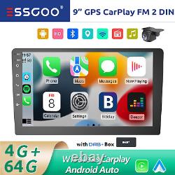 9 DAB+ 4+64G CarPlay Android 13 Double 2 DIN Car Stereo IPS Screen GPS +AHD CAM