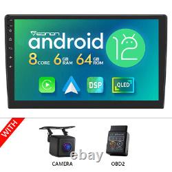 CAM+OBD+Double 2 DIN Android 12 6+64 Car Stereo 10.1 GPS Radio CarPlay DAB+ DSP