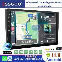 DAB+ 10 Double 2 Din CarPlay Car Stereo Radio Player Android 11 GPS Sat Nav 32G