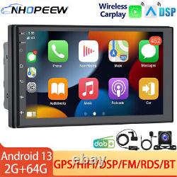 DAB+ Android 13 CarPlay Car Stereo Radio GPS NAV SAT Head Unit Double 2DIN 64GB