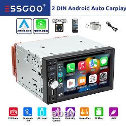 Double 2 DIN CarPlay/Android Auto CD/DVD/AM/FM Car Stereo Radio Head Unit Camera