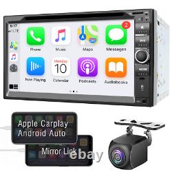 Double 2 Din Car Stereo Radio 7 BT iPhone Carplay+Android Auto DVD Player+Cam