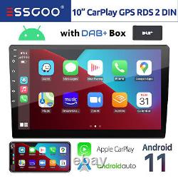 ESSGOO DAB+ 10 Car Stereo Radio Apple Carplay Android 11 Sat Nav FM Double DIN