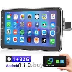 Single 1DIN 10.1 Android 13 Rotatable Touch Screen GPS Car Stereo Radio 1+32G