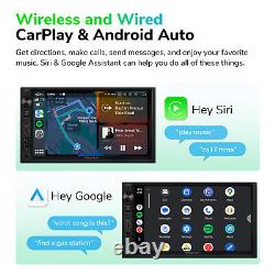 7 Autoradio Double Din pour Apple CarPlay Android Auto Écran Tactile Unité Principale Radio BT
