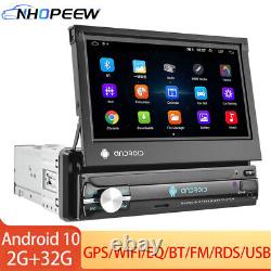7 Simple 1Din Radio de voiture stéréo à écran rabattable Android 10 GPS Sat Nav WIFI RDS 2+32GB
