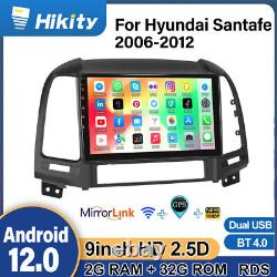 9 2 DIN Android 12 pour Hyundai Santafe Fe 2006-2012 Autoradio Stéréo GPS Navi
