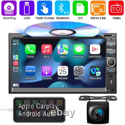 Autoradio 2 Din Double Din Stéréo de Voiture 7 BT Carplay iPhone+Android Auto Lecteur DVD+Caméra
