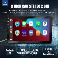 Autoradio 2DIN Android 11 avec Apple Carplay, Bluetooth, USB, Radio GPS, WiFi et caméra AHD