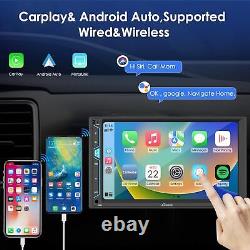 Autoradio Carpuride Double Din sans fil avec Apple Carplay et Android Auto, 7 pouces