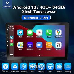 Autoradio de voiture Android 9 à double DIN 2, écran tactile de 13 pouces, CarPlay, GPS, unité principale 4G+64G + AHD&MIC