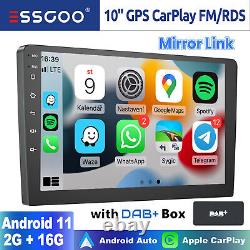 Autoradio de voiture DAB+ 10 Double 2 DIN Carplay Radio stéréo Android 11 Sat Nav Head Unit WIFI