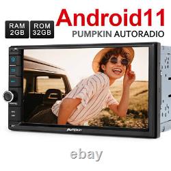 Autoradio double DIN Pumpkin Android 11 avec GPS, navigation par satellite, Bluetooth, DAB et RDS