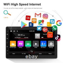 Autoradio simple 1 Din DAB+ de 10,1 pouces avec Android 11, GPS amovible, Bluetooth et caméra.