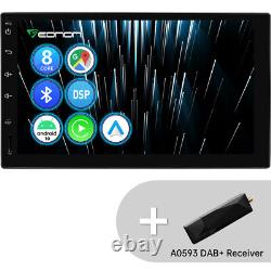 Autoradio stéréo GPS Navi Bluetooth DAB+ CarPlay Android 10 Double Din 8-Core 7 pouces