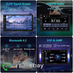 Autoradio stéréo de voiture Android Auto CarPlay Bluetooth AUX + caméra double DIN de 7 pouces