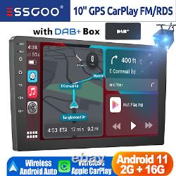 Autoradio stéréo double din DAB+ 10 Android CarPlay avec GPS Nav Bluetooth