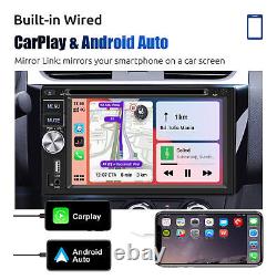 Autoradio stéréo pour voiture Double 2 DIN avec CarPlay/Android Auto CD/DVD/AM/FM et caméra