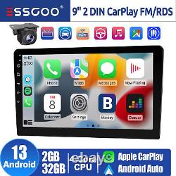 CarPlay 2+32G 9 Android 13 Autoradio GPS SAT NAV USB Double 2 DIN + Caméra AHD