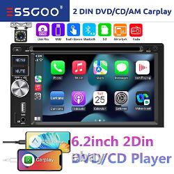 Lecteur CD/DVD stéréo de voiture avec CarPlay/Android Auto double DIN et caméra intégrée