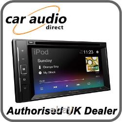Pioneer AVH-A240BT 6.2 Double Din Touch Screen Stereo Bluetooth CD MP3 DVD USB translates to 'Autoradio Pioneer AVH-A240BT 6.2 pouces Double Din avec écran tactile, Bluetooth, lecteur CD MP3 DVD USB' in French.