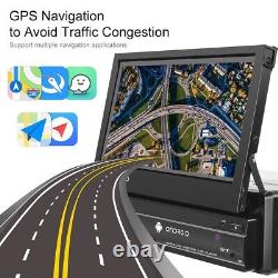 Radio de voiture stéréo Android 10.0 GPS Sat Nav WIFI BT DAB+ 7 pouces Single 1Din Flip Out