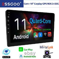 Traduisez ce titre en français : ESSGOO Double 2 DIN 10 Android 11 Carplay Autoradio GPS Bluetooth USB +Cam